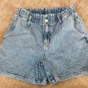 Light Blue Women's high pinch waist Jean Shorts